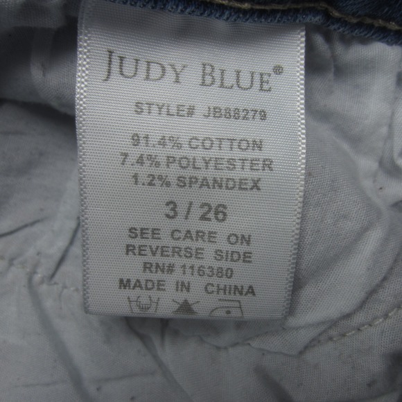 Judy Blue Jeans Womens 3/26 Blue Light Wash Skinny Fit Button Fly Raw Hem L - Picture 6 of 13